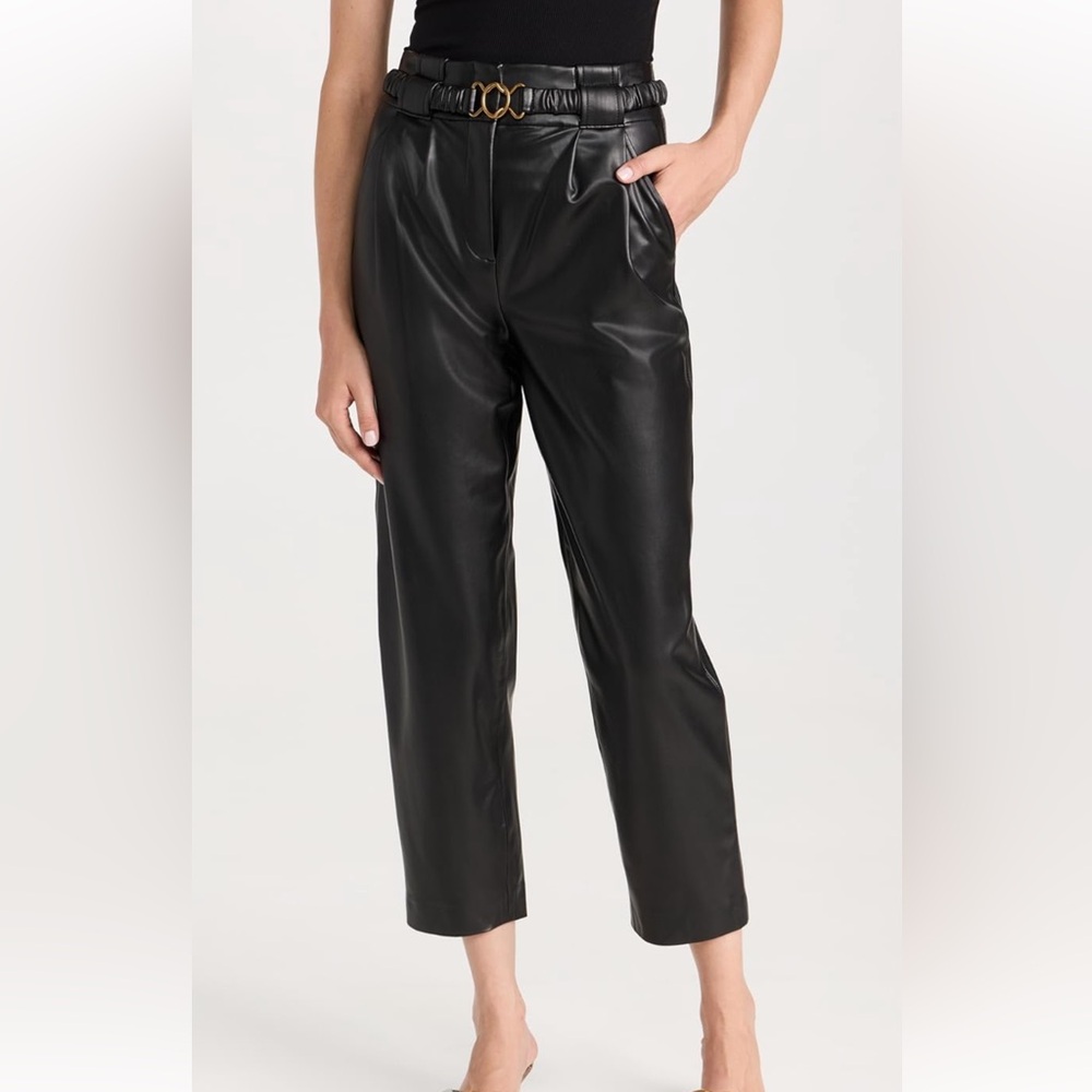 Veronica Beard Coolidge Faux Leather Black Pants Size 4